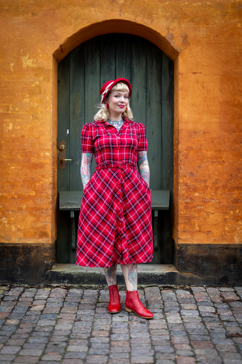 Lisa Shirtwaister Dress in Red Check Tartan