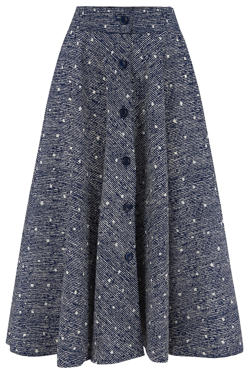 Isabelle Skirt in Navy Moonshine Polka Dot by the Seamstress of Bloomsbury  Authentic Vintage 1940's Style 