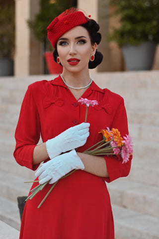 Polly Dress CC41 in Lipstick Red   , Classic 1940s True Vintage Style