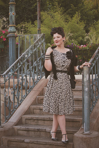 The “Brigitte" Dress in Black Whisp, True 1950s Vintage Style