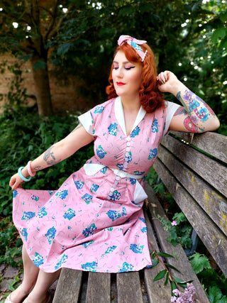 **Sample Sale** The "Casey" Dress in Pink Summer Bouquet, True & Authentic 1950s Vintage Style - CC41, Goodwood Revival, Twinwood Festival, Viva Las Vegas Rockabilly Weekend Rock n Romance Rock n Romance