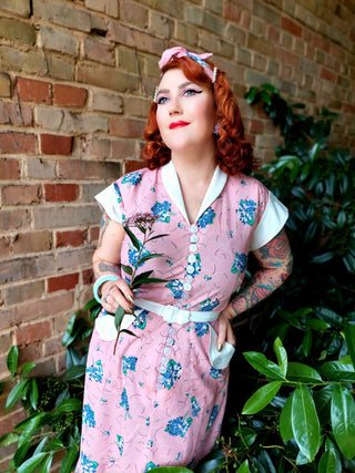 **Sample Sale** The "Casey" Dress in Pink Summer Bouquet, True & Authentic 1950s Vintage Style - CC41, Goodwood Revival, Twinwood Festival, Viva Las Vegas Rockabilly Weekend Rock n Romance Rock n Romance