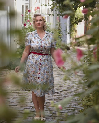 Charlene Shirtwaister Dress in Pagoda Print, True 1950s Vintage Style