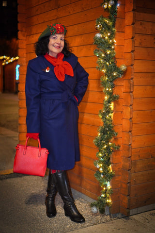The "Monroe" Wrap Coat in Navy Blue.. True & Authentic Late 1940s, Early 50s Vintage Style