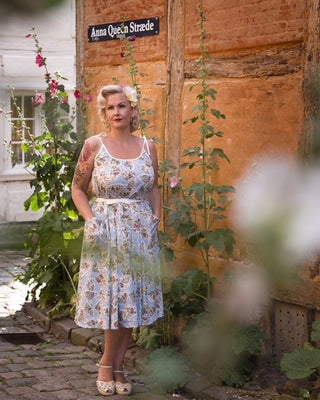 **Sample Sale** The "Suzy Sun Dress" in Pagoda Print, Easy To Wear Tiki Style From The 50s