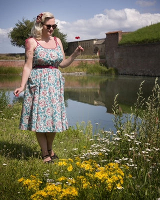 The "Suzy Sun Dress" in Summer Breeze Print, Easy To Wear Vintage Style From The 50s