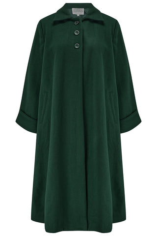 Swing Coat in Green, Vintage 1940s Cape Style Inspired Over Coat