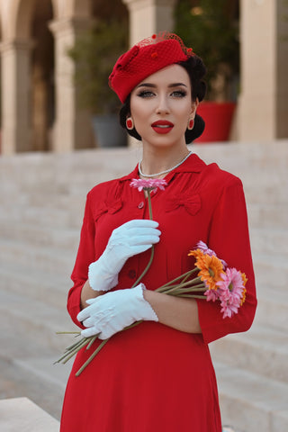 Polly Dress CC41 in Lipstick Red   , Classic 1940s True Vintage Style