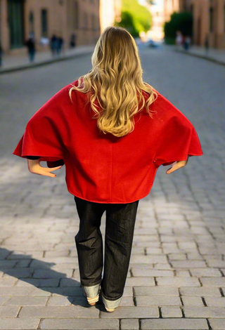 The "Dixie Cape" in Red, 100% Wool With Luxury Satin Lining, Classic Rockabilly Style