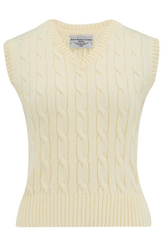 Cable Knit Slipover in Cream Stunning 1940s True Vintage Style