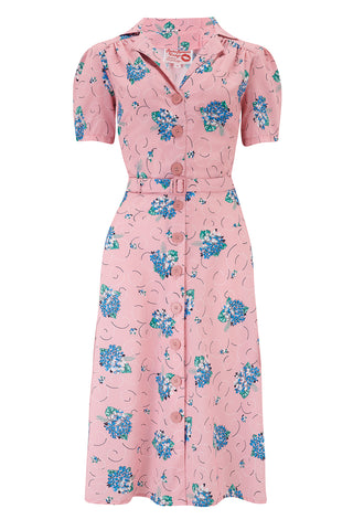 **Sample Sale** The "Charlene" Shirtwaister Dress in Pink Summer Bouquet , True 1940s-50s Vintage Style - CC41, Goodwood Revival, Twinwood Festival, Viva Las Vegas Rockabilly Weekend Rock n Romance Rock n Romance