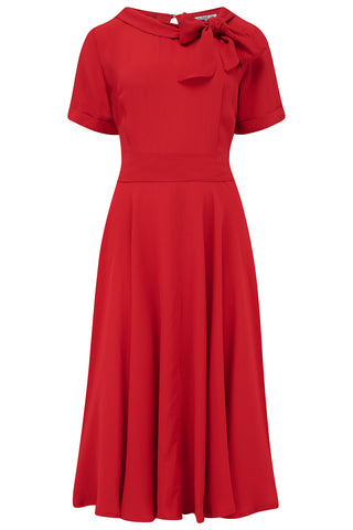 "Cindy" Dress in Lipstick Red By The Seamstress Of Bloomsbury, Classic 1940s Vintage Inspired Style