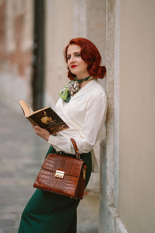 La jupe-culotte Palazzo "Sophia" en vert uni, classique et facile à porter, style d'inspiration vintage