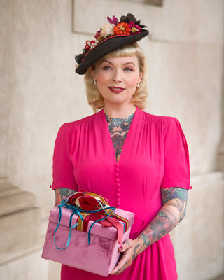 "Mabel" Dress in Raspberry, A Classic 1940s Inspired Vintage Style - CC41, Goodwood Revival, Twinwood Festival, Viva Las Vegas Rockabilly Weekend Rock n Romance The Seamstress of Bloomsbury