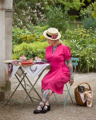 "Mabel" Dress in Raspberry, A Classic 1940s Inspired Vintage Style - CC41, Goodwood Revival, Twinwood Festival, Viva Las Vegas Rockabilly Weekend Rock n Romance The Seamstress of Bloomsbury