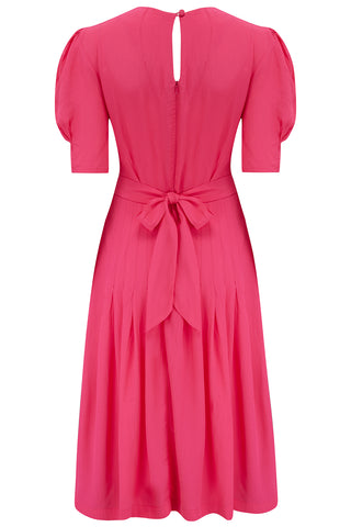 "Daisy" Dress in Raspberry, Classic 1940s True Vintage Style.