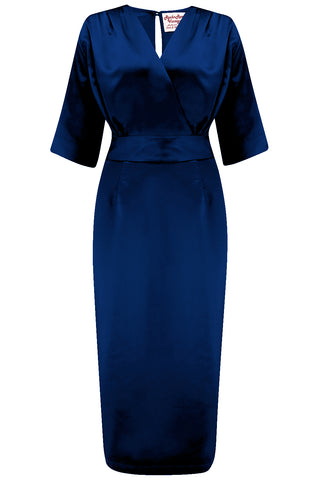 **Sample Sale** RnR "Luxe" Range.. The “Evelyn" Wiggle Dress in Super Luxurious Imperial Blue SATIN