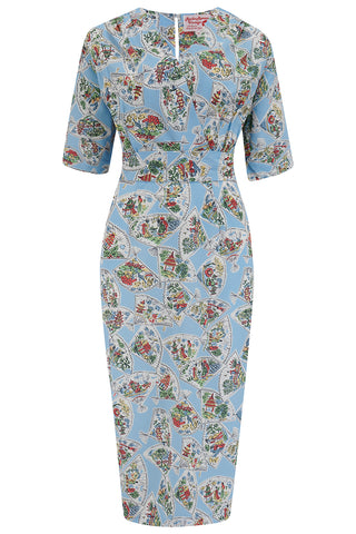 The “Evelyn" Wiggle Dress in Pagoda Print, True 1950s Vintage Style