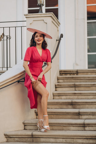 "Dolores" Swing Dress in Raspberry, A Classic 1940s Inspired Vintage Style - CC41, Goodwood Revival, Twinwood Festival, Viva Las Vegas Rockabilly Weekend Rock n Romance The Seamstress Of Bloomsbury