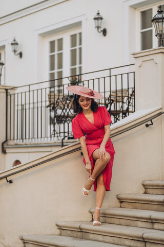 "Dolores" Swing Dress in Raspberry, A Classic 1940s Inspired Vintage Style - CC41, Goodwood Revival, Twinwood Festival, Viva Las Vegas Rockabilly Weekend Rock n Romance The Seamstress Of Bloomsbury