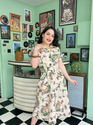 The "Lucille" 2pc Sweetheart Dress & Bolero Set In Tahiti , True Late 1940s - Early 50s Vintage Style - CC41, Goodwood Revival, Twinwood Festival, Viva Las Vegas Rockabilly Weekend Rock n Romance Rock n Romance