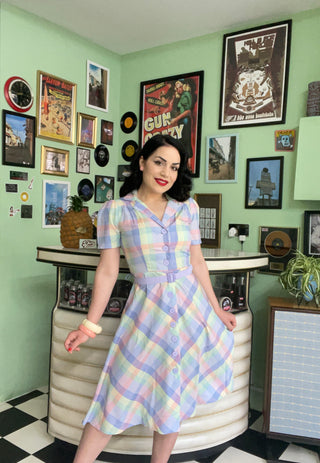 **Sample Sale** The "Charlene" Shirtwaister Dress in Summer Check Print, True & Authentic 1950s Vintage Style - CC41, Goodwood Revival, Twinwood Festival, Viva Las Vegas Rockabilly Weekend Rock n Romance Rock n Romance