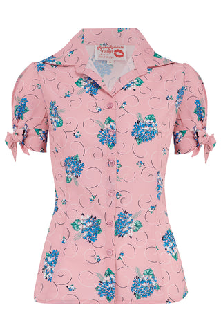 **Sample Sale** The "Jane" Blouse in Pink Summer Bouquet, True & Authentic 1950s Vintage Style - CC41, Goodwood Revival, Twinwood Festival, Viva Las Vegas Rockabilly Weekend Rock n Romance Rock n Romance