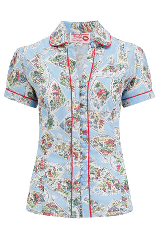 The "Margot" Blouse in Pagoda Print, True & Classic Easy To Wear Vintage Style