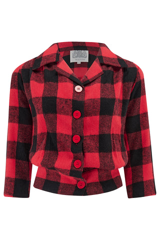 "Marion" Blouse in Buffalo Plaid, Authentic & Classic 1940s Vintage Inspired Style