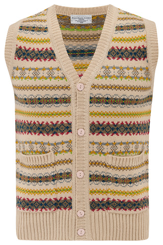 Men's Fair Isle Knitted Waistcoat, Stunning 1940s True Vintage Style, By The Seamstress of Bloomsbury