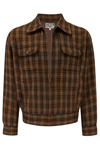 The Mens "Ricky" Sport Jacket In Brown Check.. 100% Wool Outer & Satin Lining .. 1950s Vintage Menswear (Copy)