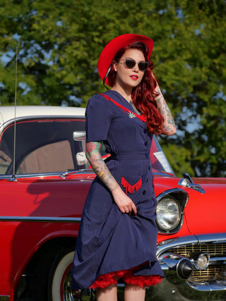 The "Dolly" Fringed Dress in Navy, Authentic 1950s Vintage Western Style