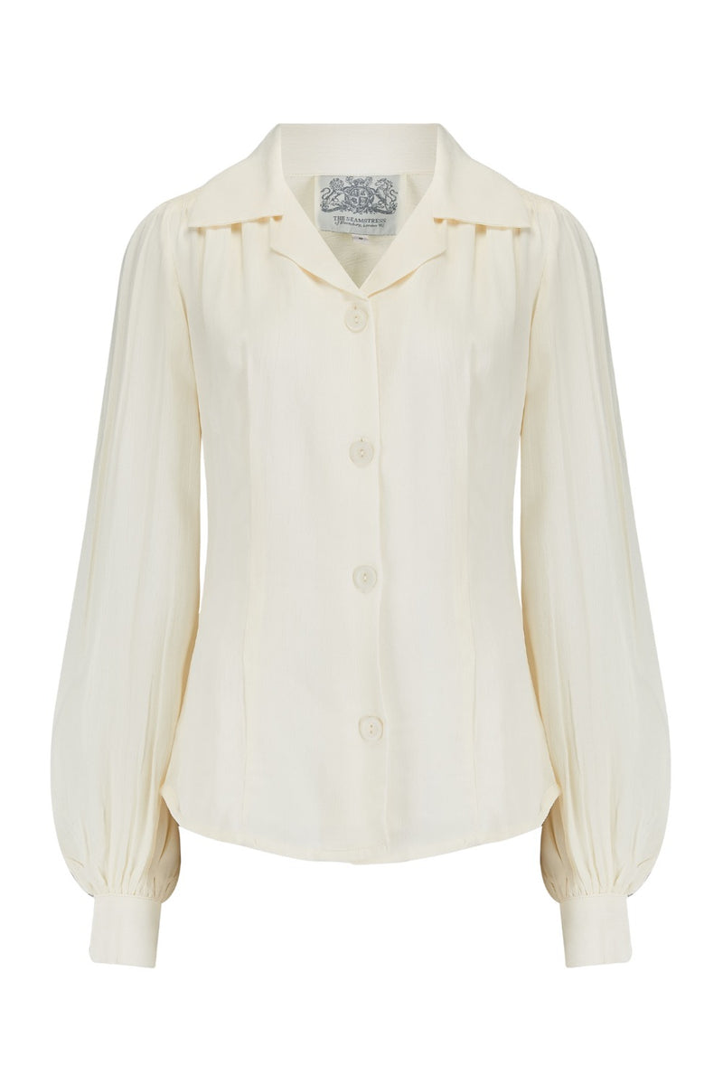 Poppy Long Sleeve Blouse in Cream, Authentic & Classic 1940s Vintage S ...