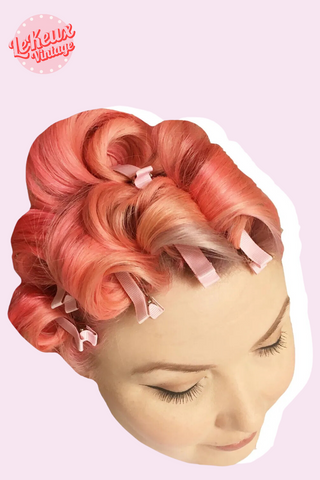 RIBBON PIN CURL CLIPS by Le Keux Cosmetics.. Pack Of 6 Clips