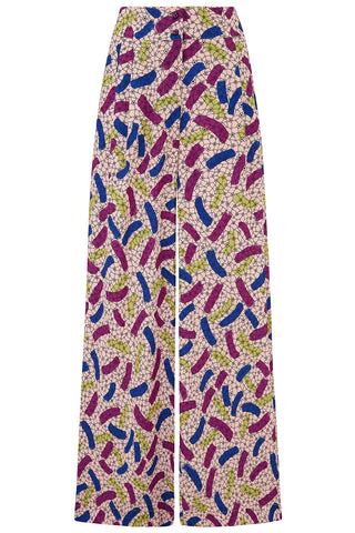 The "Sophia" Palazzo Wide Leg Trousers in Confetti Print, Easy To Wear Vintage Inspired Style