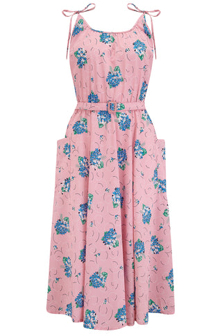 The "Suzy Sun Dress" in Pink Summer Bouquet, Easy To Wear Tiki Style From The 50s