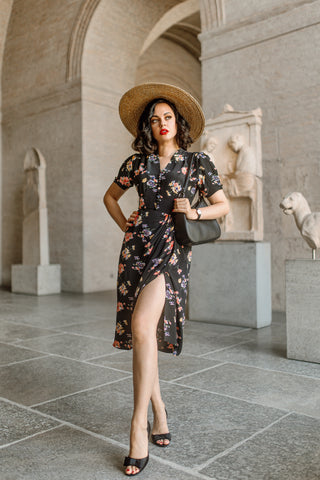 "Mabel" Dress in Mayflower Print, A Classic 1940s Inspired Vintage Style - CC41, Goodwood Revival, Twinwood Festival, Viva Las Vegas Rockabilly Weekend Rock n Romance The Seamstress of Bloomsbury