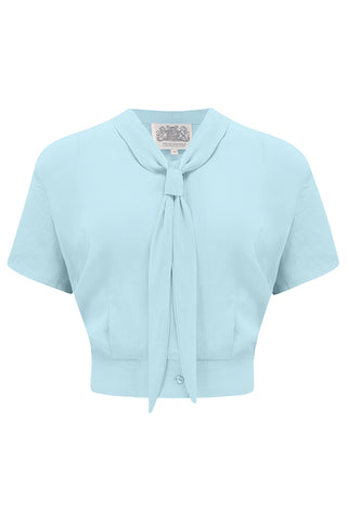 The "Bonnie" Short Sleeve Blouse Powder Blue by The Seamstress of Bloomsbury, Classic 1940s Vintage Inspired Style