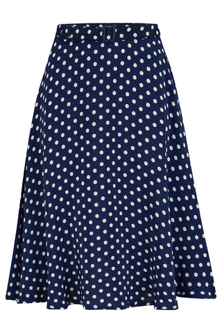 Circle Skirt in Navy Polka Dot, Classic & Authentic Vintage 1940s Style