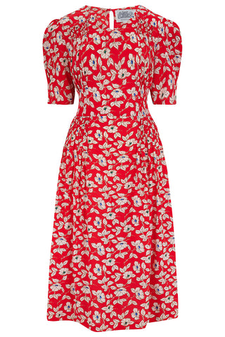 "Daisy" Dress in Pansy Print, Classic 1940s True Vintage Style