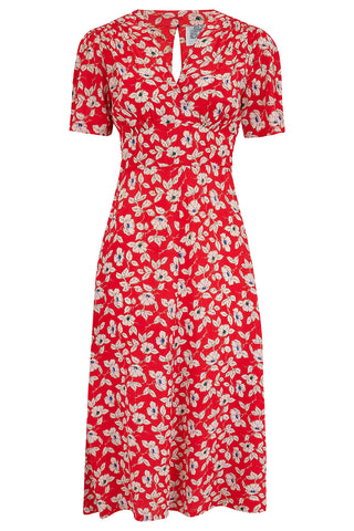 "Dolores" Swing Dress in Pansy Print, A Classic 1940s Inspired Vintage Style