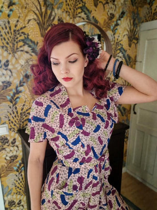 The "Ayda" 2pc Dress & Detachable Shrug Bolero Set In Confetti Print, True Vintage Style