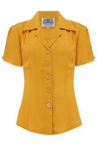 "Grace" Blouse in Mustard, Classic 1940s Vintage Style