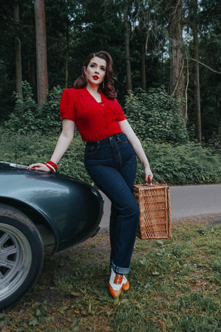 The "Marilyn" High Waisted Selvedge Denim Jeans, Authentic Late 1940s Vintage Style