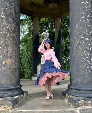 The "Lucille" Pleated Skirt in Solid Navy, Classic & Authentic 1940s Vintage Inspired Style