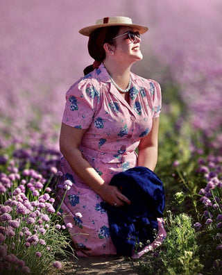 **Sample Sale** The "Charlene" Shirtwaister Dress in Pink Summer Bouquet , True 1940s-50s Vintage Style - CC41, Goodwood Revival, Twinwood Festival, Viva Las Vegas Rockabilly Weekend Rock n Romance Rock n Romance