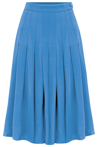 The "Lucille" Pleated Skirt in Palace Blue, Classic & Authentic 1940s Vintage Inspired Style