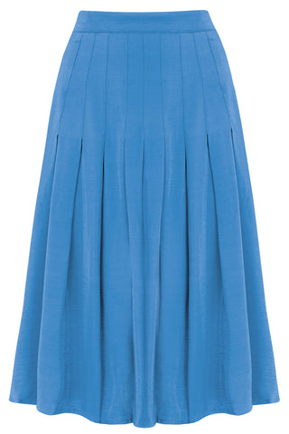 The "Lucille" Pleated Skirt in Palace Blue, Classic & Authentic 1940s Vintage Inspired Style