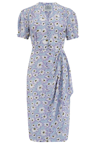 Robe « Mabel » en bleu marine uni, un style vintage classique inspiré des années 1940