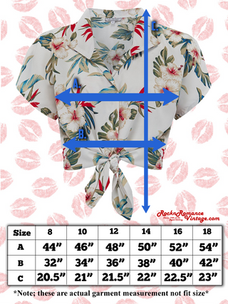 **Sample Sale** Tuck in or Tie Up "Maria" Blouse in Mustard Honolulu Print, Authentic 1950s - CC41, Goodwood Revival, Twinwood Festival, Viva Las Vegas Rockabilly Weekend Rock n Romance Rock n Romance